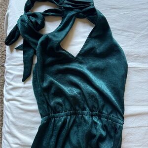 Show Me Your Mumu emerald green cutout tie back halter dress